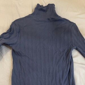 Zara Navy Ribbed Turtleneck Top
